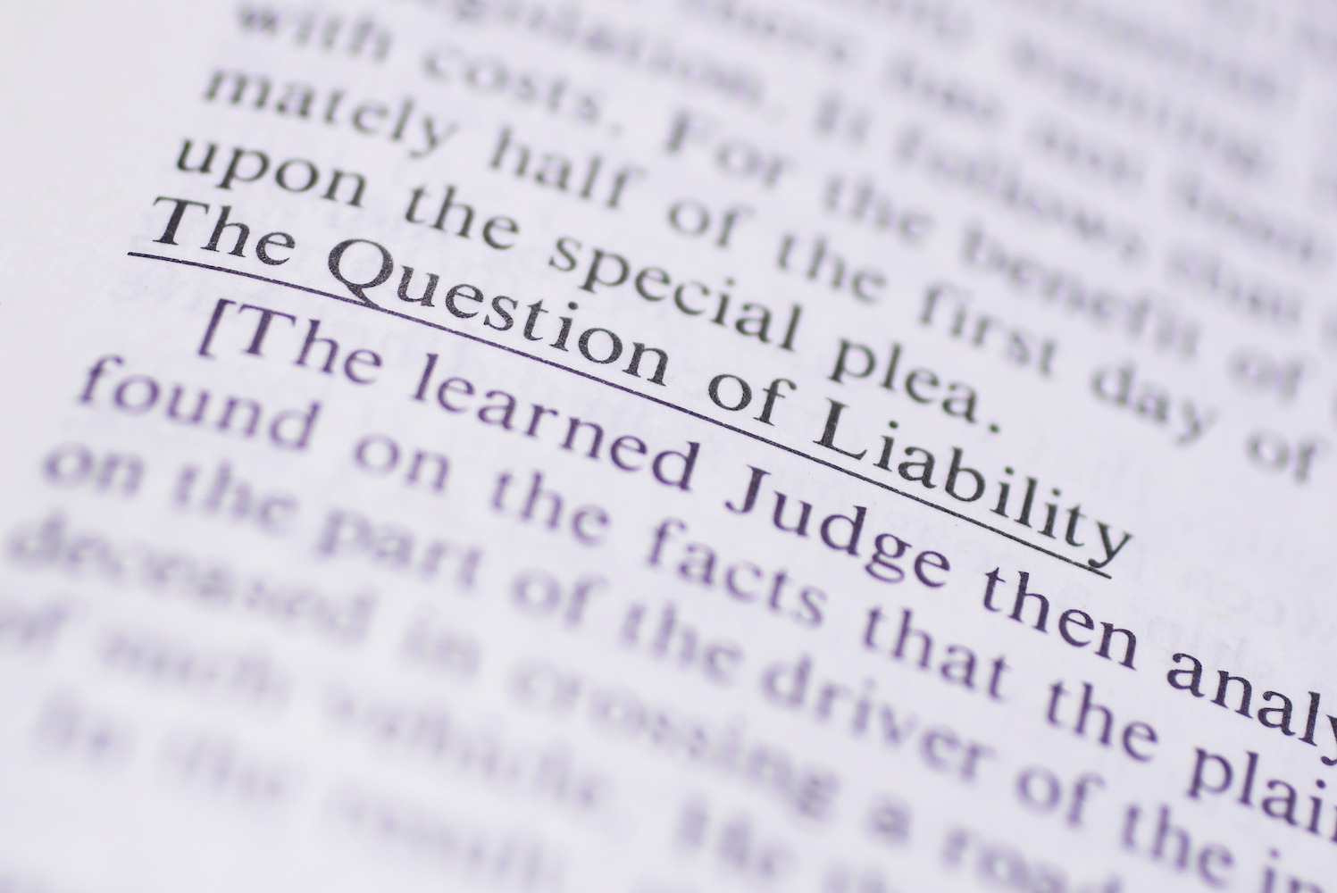 First Time Executor. A close up image in a reference manual of the text and term "The Question of Liability". Black lettering on a white paper page.